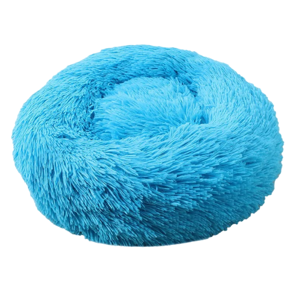 Round Fluffy Bed for Dogs and Cats 80 cm blue