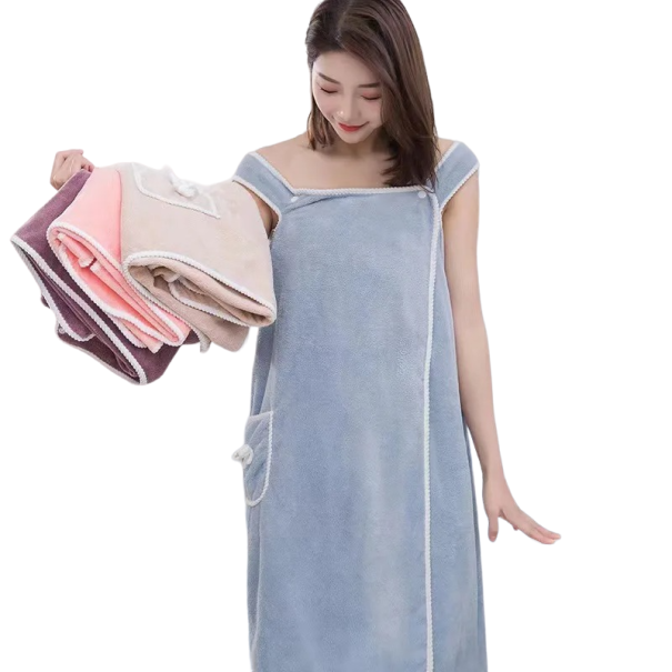 Roupa de banho para sauna Vestido de toalha Tunica de toalha feminina Toalha feminina Toalha 80 x 135 cm azul