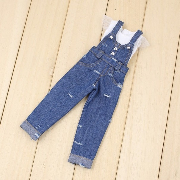 Roupa para Barbie t-shirt e jardineiras azul escuro