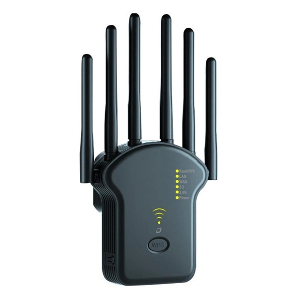 Router WiFi dual-band și amplificator de semnal 5 GHz 1200 Mb/s repeater wireless cu mod AP și router alb pentru extinderea acoperirii rețelei de acasă negru