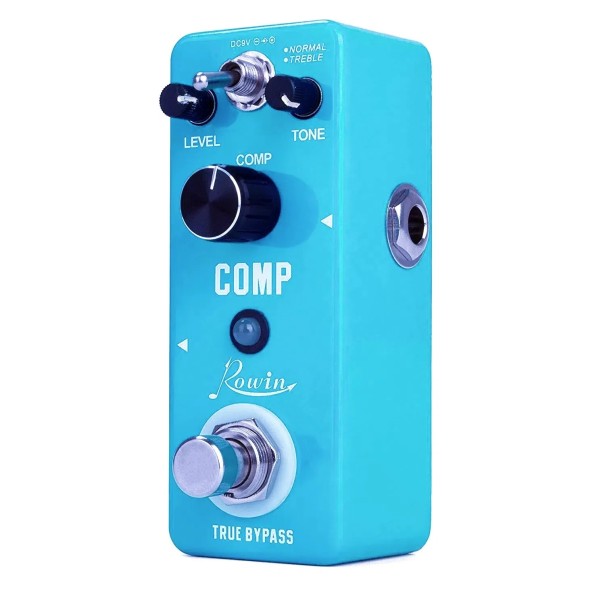 Rowin Pedal Compressor for Electric Guitar and Bass Guitar Studio Effect Pedal with Clean Sound and Preservation of Original Tone Dynamics 1