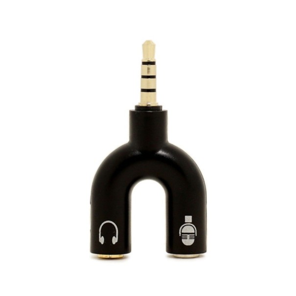 Rozdvojka 3,5mm jack na 2x 3,5mm jack slúchadlá + mikrofón čierna