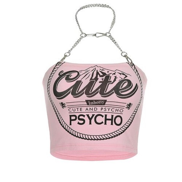 Roze croptop voor dames met kettingen XS
