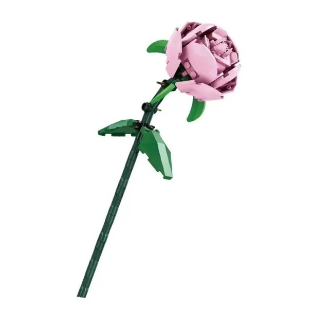 Roze roos bouwpakket 25 cm Bloem van stenen Lego decoratie Creatief model voor kinderen en volwassenen Romantisch cadeau Origineel bouwpakket 1