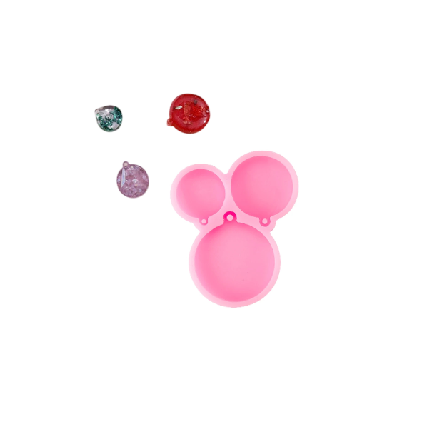Roze siliconen mal 3 ronde vormen 6,3 x 5 cm voor gieten van hars Productie van sleutelhangers sieraden en originele decoratieve versieringen 1