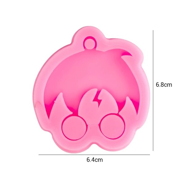 Roze siliconen mal voor hars 6,8×6,4 cm Figuren met bril Mal voor gieten Hars sieraden Hangers Decoraties 1