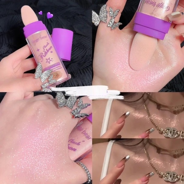 Rozjasňovač na tvár Trblietavý rozjasňovací púder Dlhotrvajúci lesklý púder Highlighter na tvár a telo Honey peach