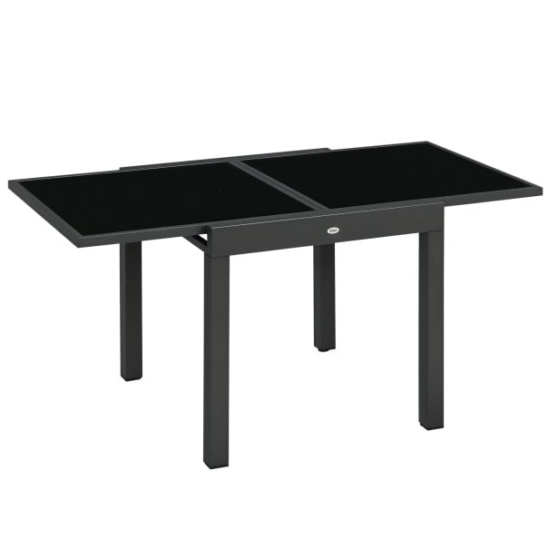 Rozkládací zahradní stůl se skleněnou deskou 80-160 x 80 x 75 cm Hliník a tvrzené sklo Tmavě šedý Pro 4 až 6 osob Na terasu i do zahrady 1