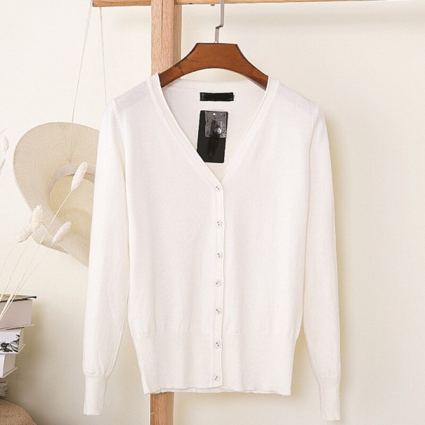 Rozpinany sweter damski G213 biały L