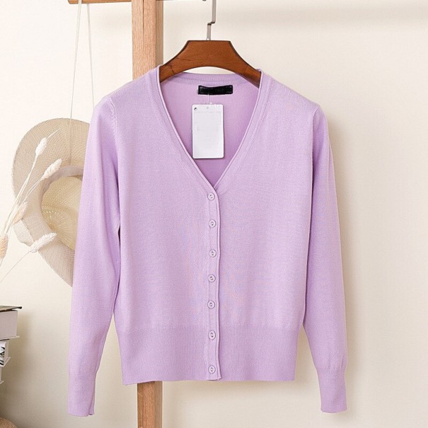 Rozpinany sweter damski G213 jasny fiolet L