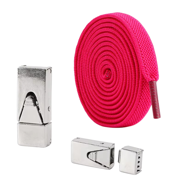 Rozšířené ploché šněrování bez zavazování 100 cm Šířka 0,8 cm Tloušťka 0,2 cm Elastické tkaničky s tlačným zámkem Pro děti i dospělé růžová