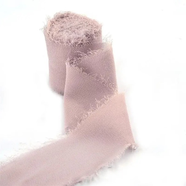 Rozstrapkaná šifónová stuha 5 m Dekoračná stuha na darčeky Vintage stuha na svadobnú výzdobu Ručné tvorenie Kreatívne aranžovanie Elegantné dekorácie staroružová