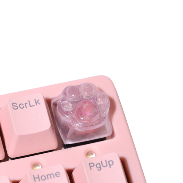 Roztomilá klávesa s motivem tlapky RGB křížová osa průsvitné provedení pro mechanickou klávesnici dekorativní doplněk MX růžová