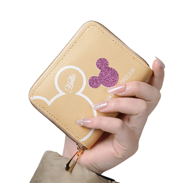 Roztomilá kreslená peněženka 11 x 9 x 2 cm Dámská mini peněženka na zip Japonský a korejský styl Syntetická kůže Velká kapacita khaki