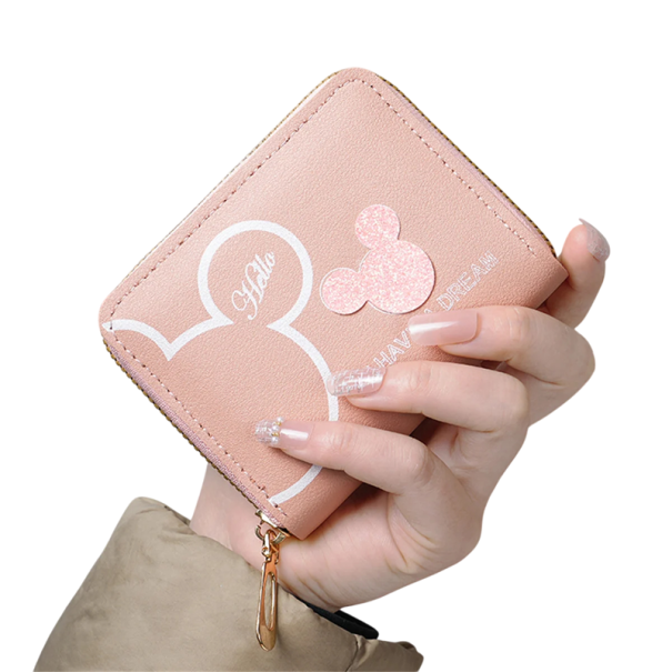 Roztomilá kreslená peněženka 11 x 9 x 2 cm Dámská mini peněženka na zip Japonský a korejský styl Syntetická kůže Velká kapacita růžová
