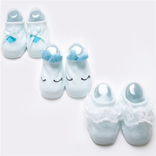 Roztomilé dojčenské ponožky - 3 páry svetlo modrá 9-12 mesiacov