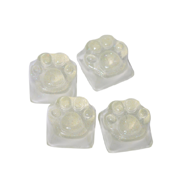 Roztomilé klávesy s motivem tlapky 4 ks RGB křížová osa průsvitné provedení pro mechanickou klávesnici dekorativní sada žlutá