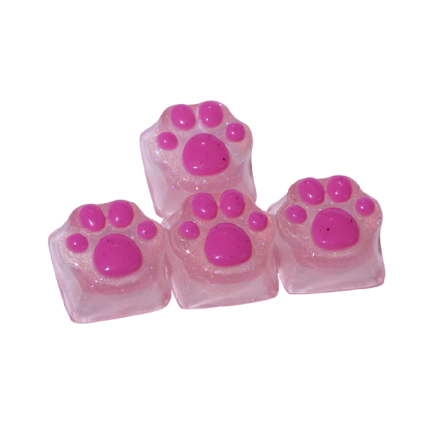 Roztomilé klávesy s motivem tlapky 4 ks RGB křížová osa průsvitné provedení pro mechanickou klávesnici dekorativní set růžová