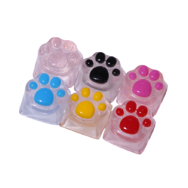 Roztomilé klávesy s motivem tlapky 6 ks RGB křížová osa dekorativní průsvitné keycaps pro mechanickou klávesnici 1