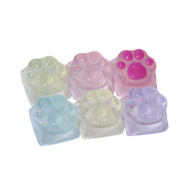 Roztomilé klávesy s motivem tlapky 6 ks RGB křížová osa průsvitné provedení pro mechanickou klávesnici dekorativní sada 1