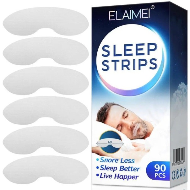 Ruban adhésif transparent pour la bouche contre le ronflement 90 pièces Respiration nasale Amélioration du sommeil Réduction de la sécheresse buccale Ruban adhésif de nuit 1