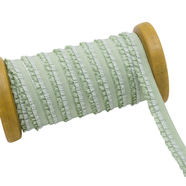 Ruban élastique à volants doubles 1,2 cm longueur 91 cm Ruban volanté en polyester Ruban décoratif pour la couture de vêtements et la création vert