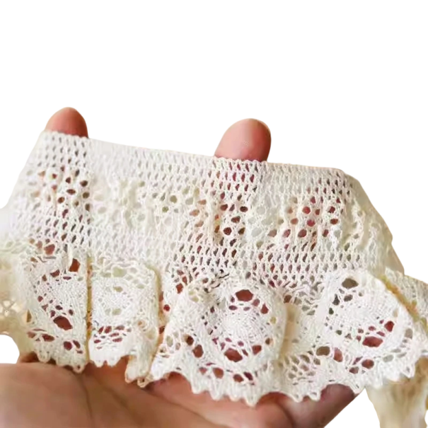 Ruban en dentelle au crochet 6,5 cm x 91 cm Dentelle décorative en coton Polyester coton Ruban décoratif pour la couture de vêtements décorations DIY 1