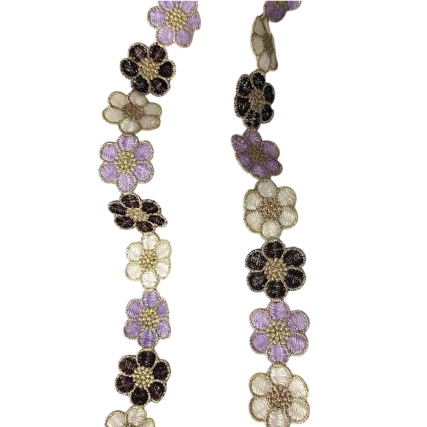Ruban en dentelle florale 2 cm x 91 cm Dentelle décorative en polyester avec motif floral pour la décoration de vêtements, d'accessoires 1