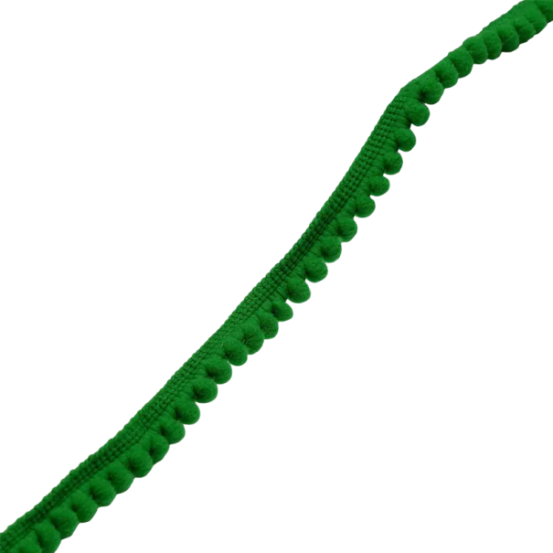 Ruban en peluche avec pompons 10 mm longueur 10 m Bord décoratif en pompons Polyester coton Ruban décoratif pour la couture vert foncé