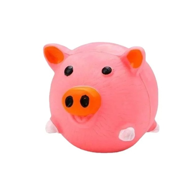 Rubber Dog Toy in the Shape of a Pig 9 cm Diameter Squeaky Durable Ball for Chewing Fetching and Interactive Play 1
