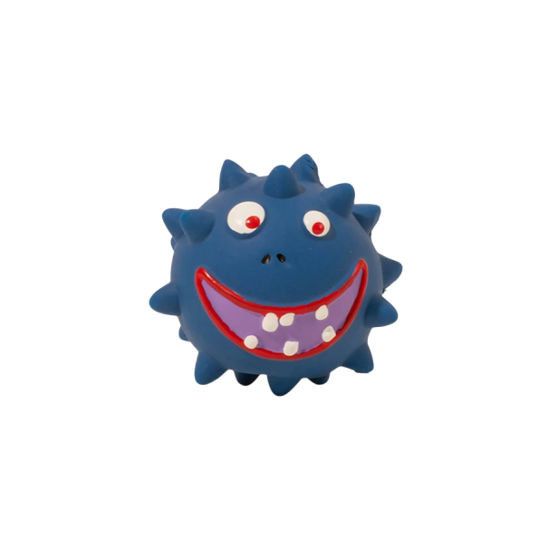 Rubber Squeaky Ball for Dogs 7.5 x 7.5 cm with Tooth Cleaning Spikes Bite Resistant blue