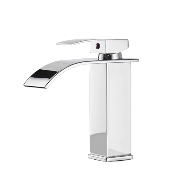 Rubinetto a cascata in acciaio inossidabile 24 x 16,5 cm Rubinetto basso per acqua calda e fredda Rubinetto moderno per bagno e toilette argento