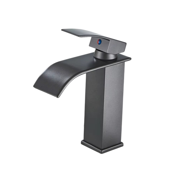 Rubinetto a cascata per lavabo 18,3 x 11 cm Finitura opaca Rubinetto elegante con installazione a superficie Rubinetto da bagno monoforo grigio scuro