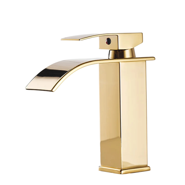 Rubinetto da lavabo a cascata in acciaio inox con beccuccio corto acqua calda e fredda rubinetto moderno per bagno lavabo oro