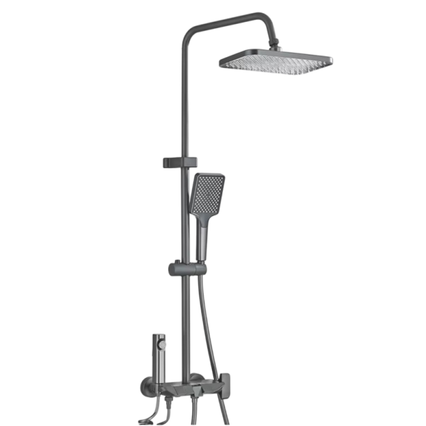 Rubinetto doccia con soffione a pioggia e doccia manuale Doccia bidet per acqua fredda e calda Sistema bagno con set doccia ad alta pressione grigio