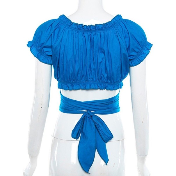 Ruched tie-up crop top för kvinnor
