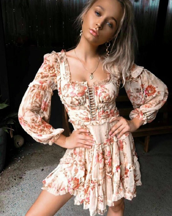 Ruchejurk met bloemen L