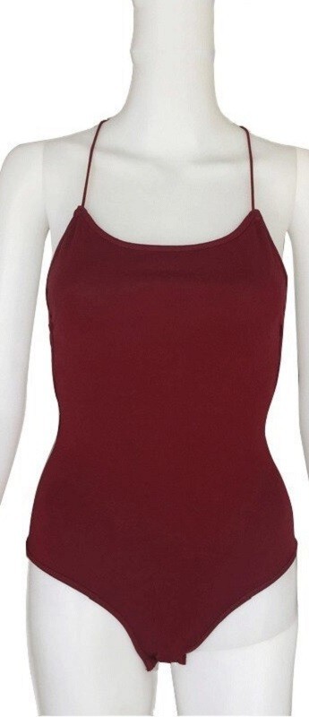 Rückenfreie Body für Damen B726 weinrot XS