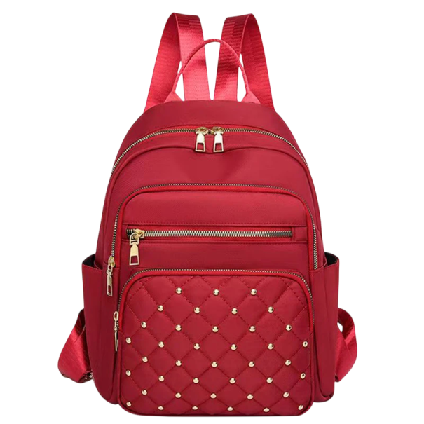 Rucsac damă fashion 27 x 12 x 30 cm Rucsac din nylon multifuncțional cu fermoar Capacitate mare Stil lejer Pietre roșu