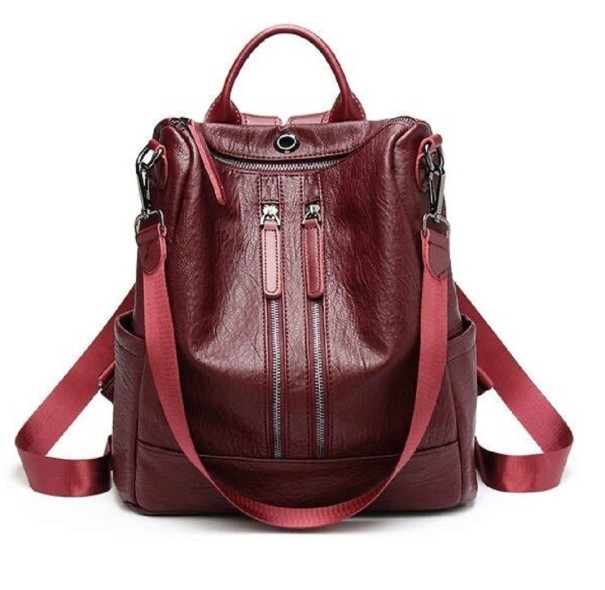 Rucsac de piele pentru femei E656 burgundy 1