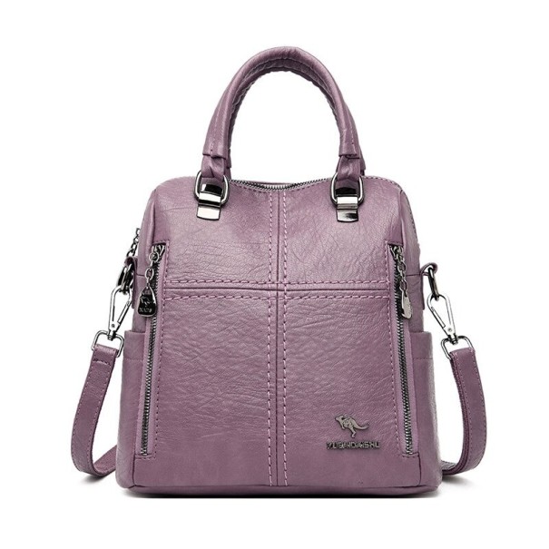 Rucsac de piele pentru femei E819 violet deschis