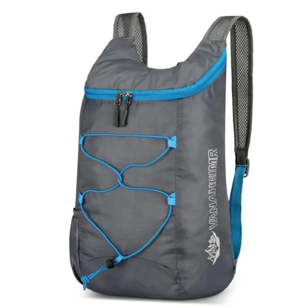 Rucsac sportiv pliabil 39 x 14 x 27 cm 20 l Rucsac ușor din nailon rezistent la apă cu mini poșetă pentru drumeții, călătorii și camping gri