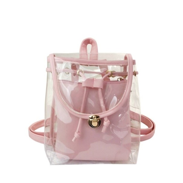 Rucsac transparent pentru femei E928 roz