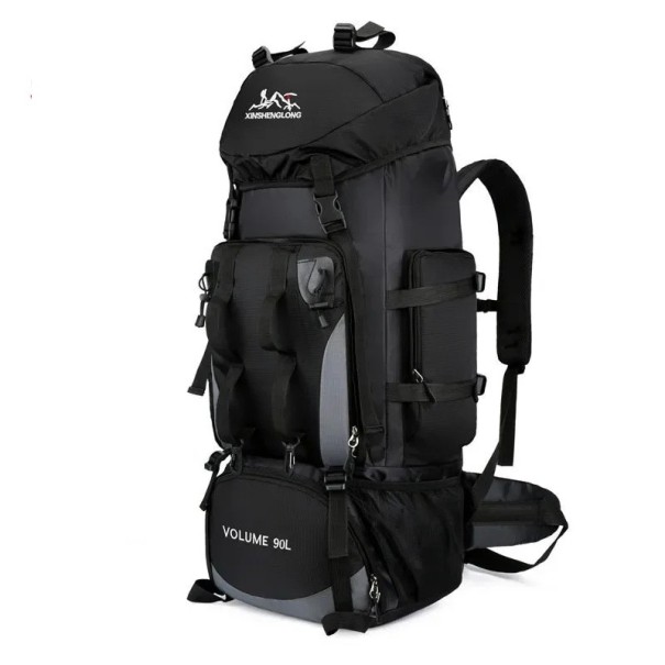 Rucsac turistic de mare capacitate 90 l cu curele de prindere 85 x 35 x 20 cm Compartiment lateral și curea pentru șold Pentru expediții negru