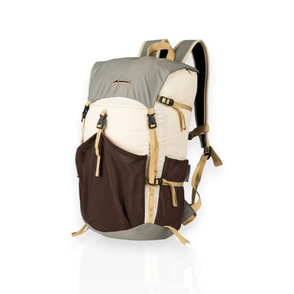 Rucsac turistic pliabil 22 l Ultralegerez 48 x 29 x 18 cm Nylon 70D rezistent la stropire Unisex Pentru drumeții camping și călătorii bej-maro