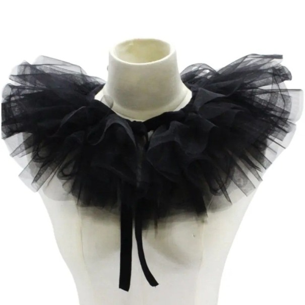 Ruffled Mesh Fake Collar Elegant Mesh Accessory for Dresses and Blouses Lightweight Airy Collar for Modern and Historical Styles Fashion black