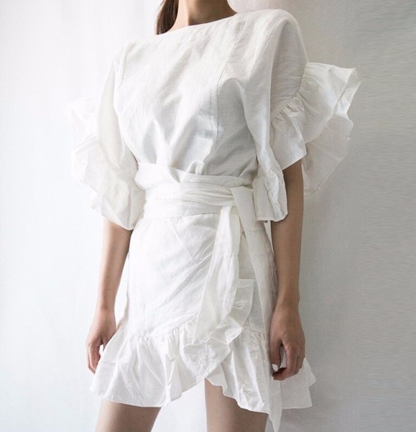 Ruffled Summer Mini Dress white