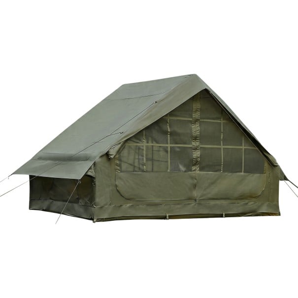Ruime opblaasbare campingtent in de vorm van een huisje 300 x 210 x 200 cm Met pomp en draagtas Groen Voor kamperen en uitstapjes in de natuur 1