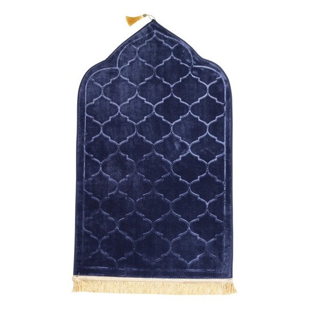 Rukousmatto 65 x 110 cm Pehmeä islamilainen rukousmatto Kevyt, kokoontaitettava matkaversio Elegantti muotoilu Mukava pinta rukoilemiseen tummansininen