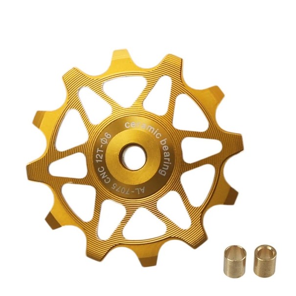 Rullo guida per deragliatore 12T Narrow Wide AL 7075 CNC cuscinetto in ceramica compatibile MTB e strada Shimano Sram giallo